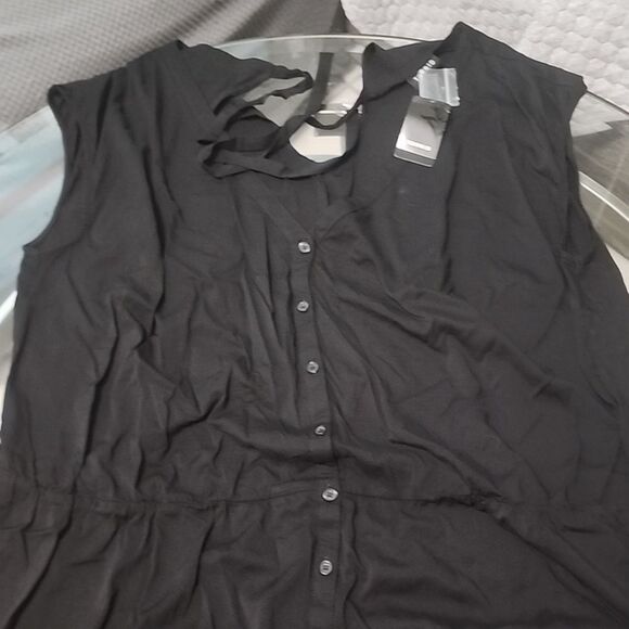 NWT Black Challis Button-Front Romper - Picture 4 of 8